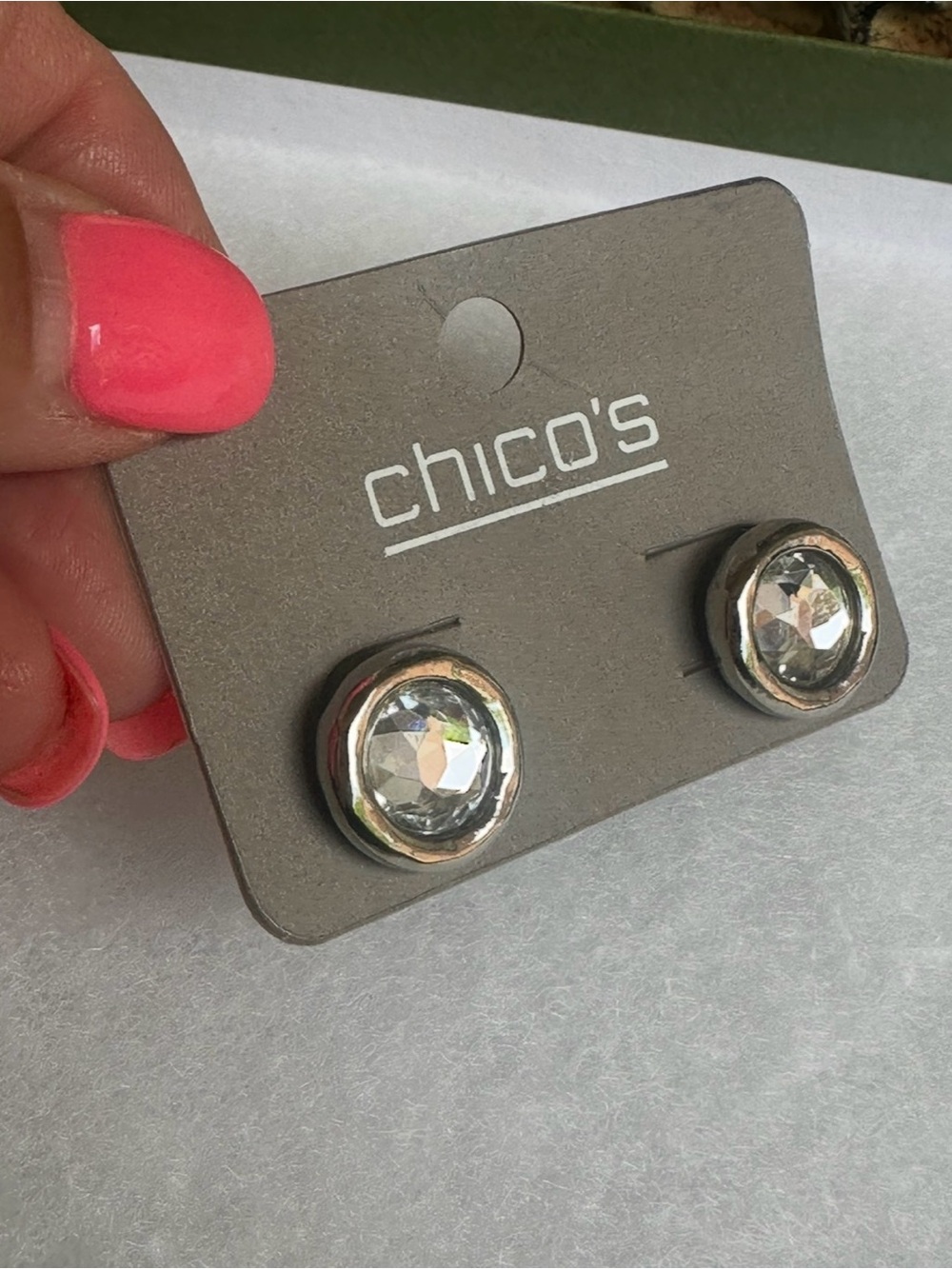 Chico's Crystal Stud Earrings - Clear andโ Silver
